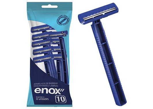 Aparelho de Barbear descartável 2 Lâminas Enox (10 Unidades)