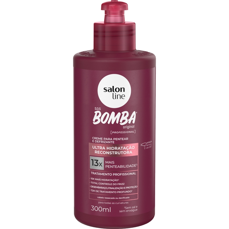 CREME PARA PENTEAR SALON LINE SOS BOMBA ULTRA HIDRATAÇÃO RECONSTRUTORA  300ML