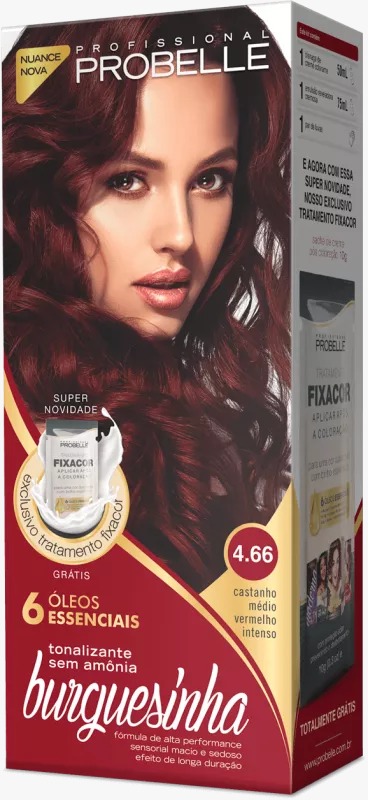 KIT COLORAÇÃO BURGUESINHA 4.66 CASTANHO MÉDIO VERMELHO INTENSO 50ML