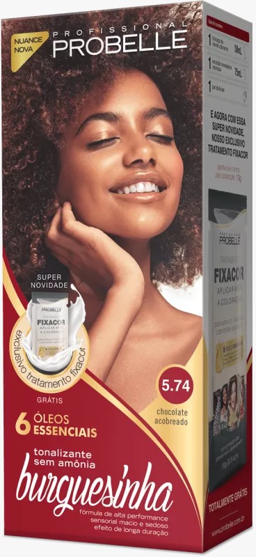 KIT COLORAÇÃO BURGUESINHA 5.74 CHOCOLATE ACOBREADO 50ML