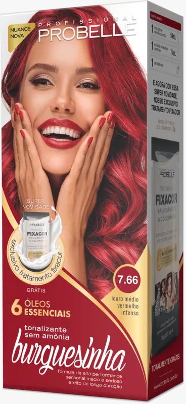 KIT COLORAÇÃO BURGUESINHA 7.66 LOURO MÉDIO VERMELHO INTENSO 50ML
