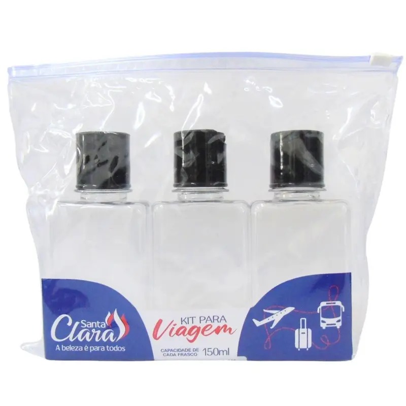KIT LUXO TRANSPARENTE PARA VIAGEM COM 3 PEÇAS