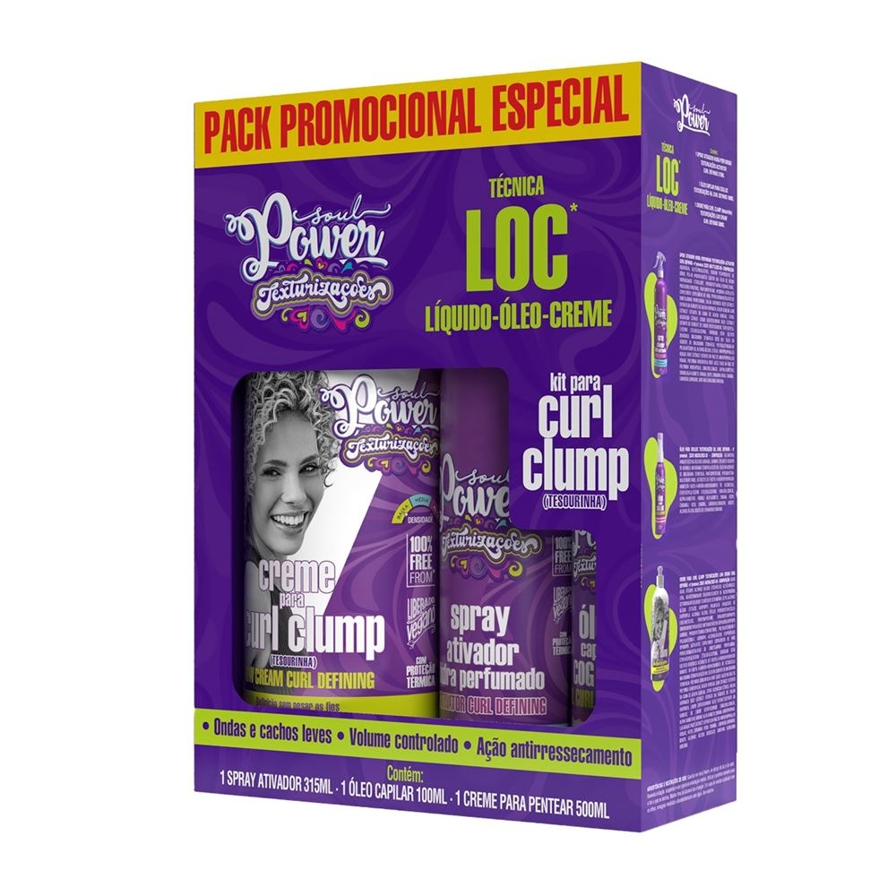 PACK CP-OLEO-SPRAY CURL CLUMP TECNICA LOC SOUL POWER
