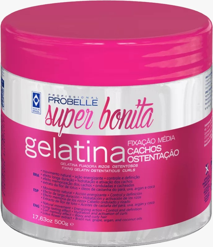 GELATINA FIXADORA CACHOS OSTENTAÇÃO PROBELLE SUPER BONITA 500G