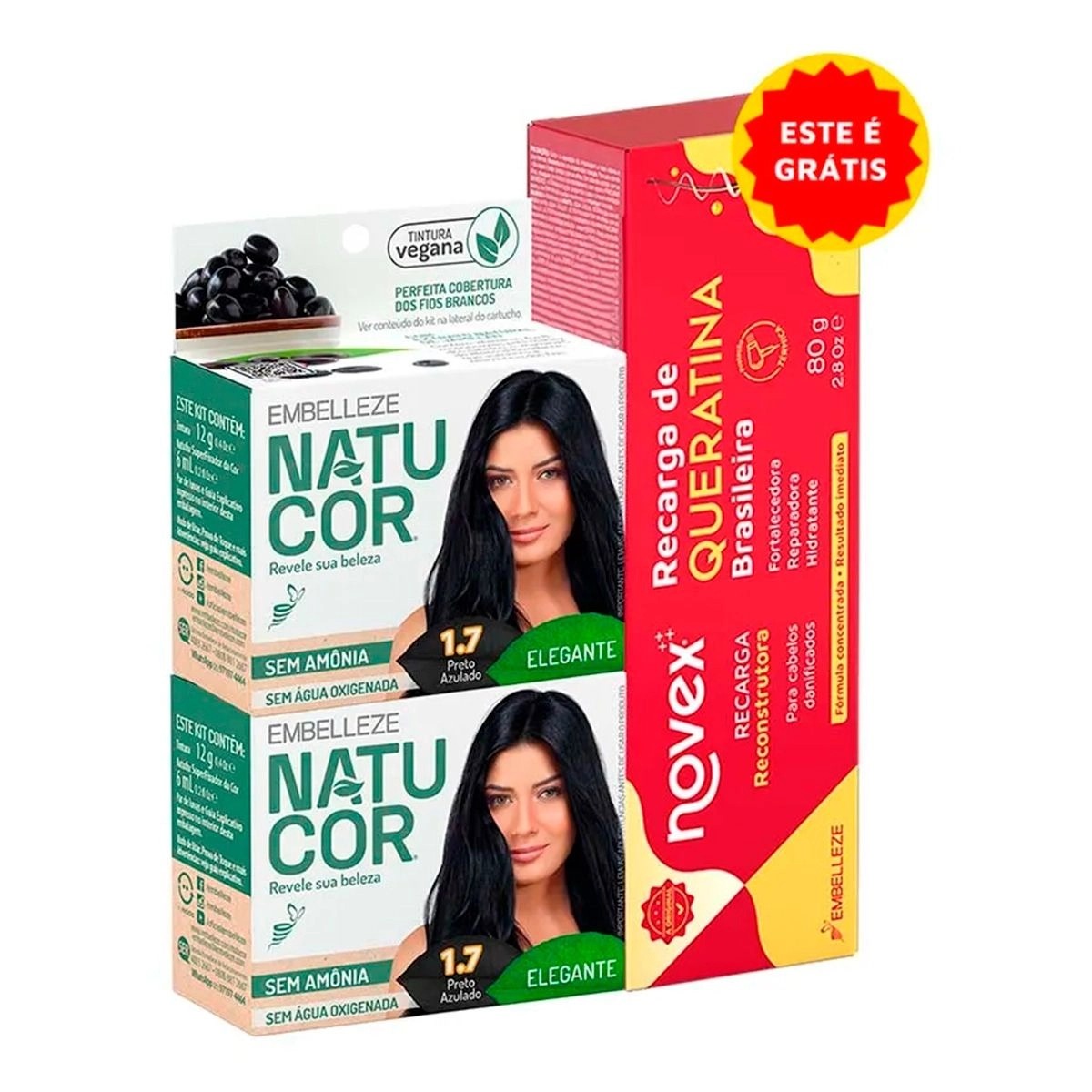 KIT 2 TINT NATUCOR 1.7 PRT.AZ+R.QUER 80G