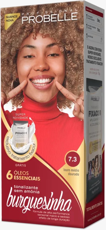 Coloração Burguesinha 7.3 Louro Médio Dourado