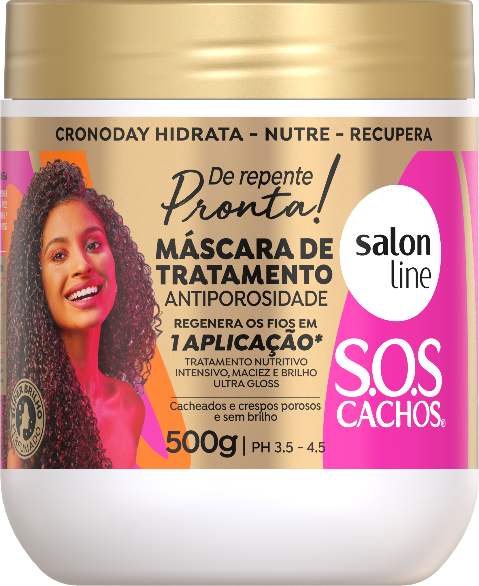 MÁSCARA SALON LINE SOS CACHOS DE REPENTE PRONTA! ANTIPOROSIDADE  500G