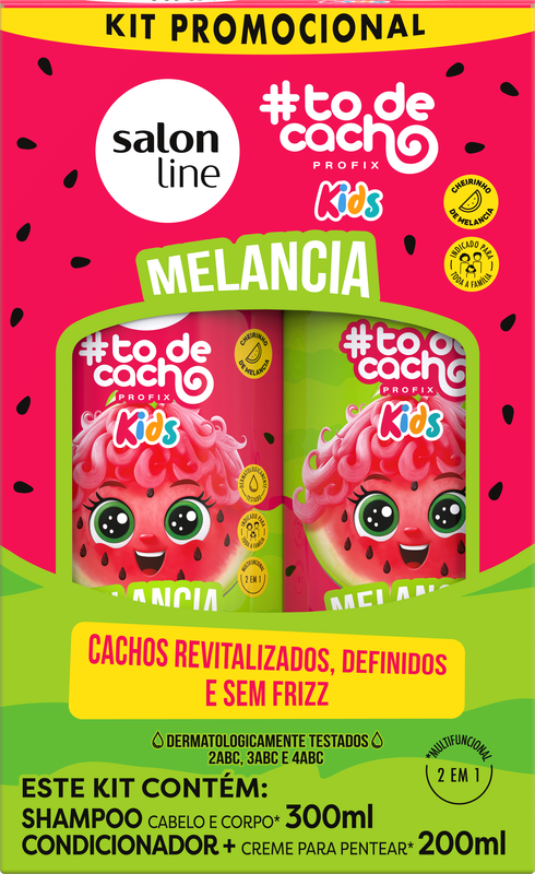 KIT SHAMPOO 300ML E CONDICIONADOR SALON LINE 200ML #TODECACHO KIDS MELANCIA