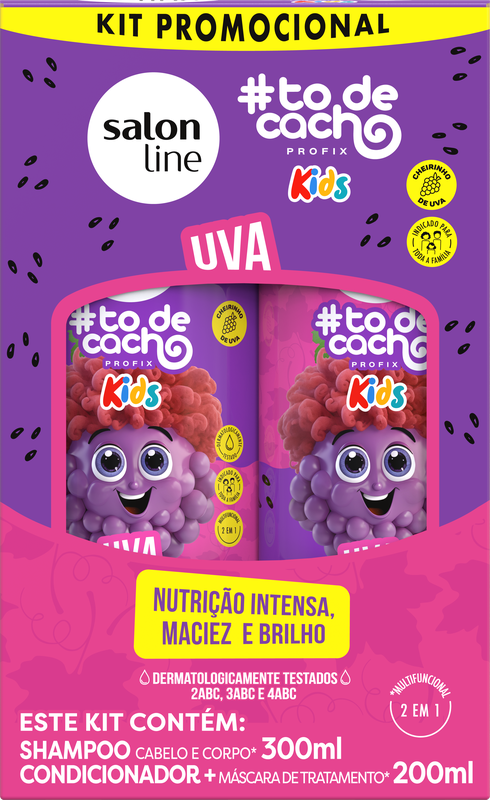 KIT SHAMPOO 300ML E CONDICIONADOR SALON LINE 200ML #TODECACHO KIDS UVA