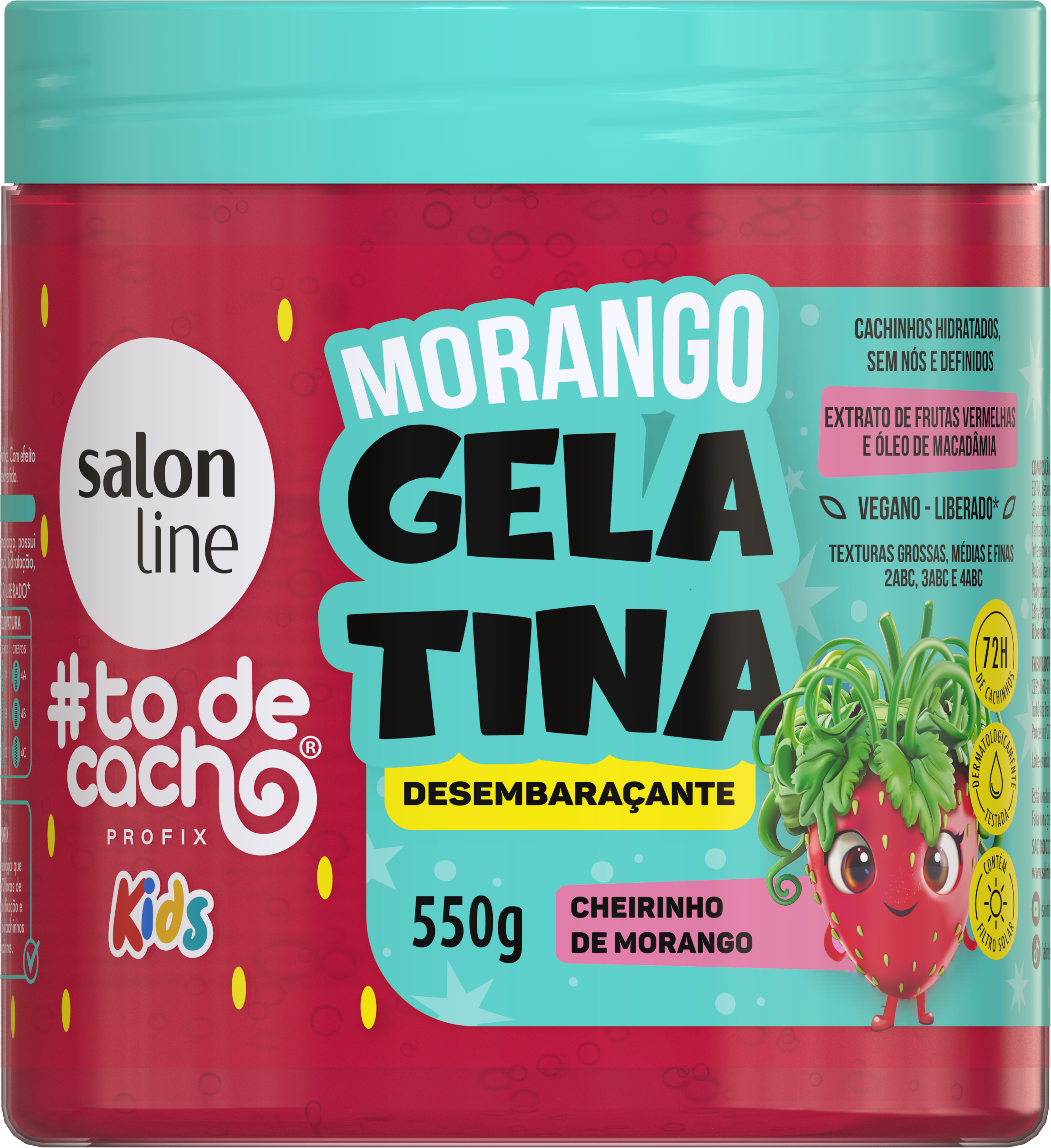 GELATINA SALON LINE #TODECACHO KIDS DESEMBARAÇANTE MORANGO  550G