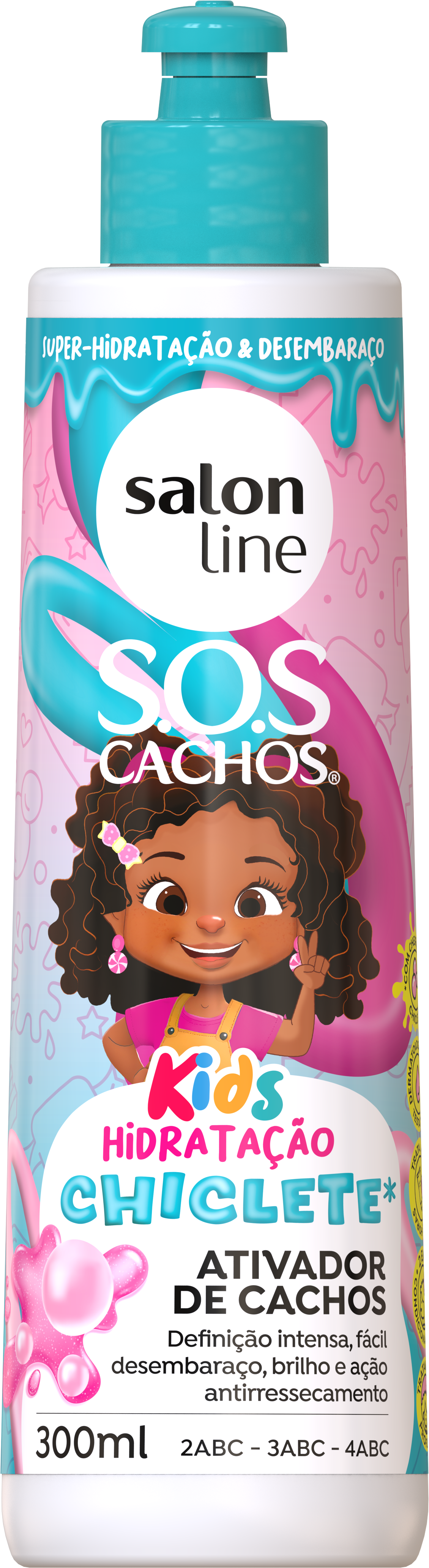 ATIVADOR DE CACHOS SALON LINE SOS CACHOS KIDS HIDRATAÇÃO CHICLETE    300ML