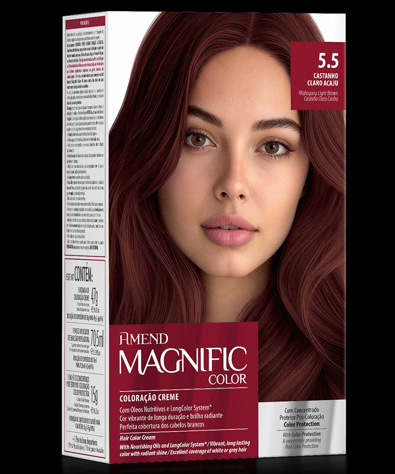 COLORAÇÃO AMEND MAGNIFIC COLOR 5.5 CASTANHO CLARO ACAJU 50G