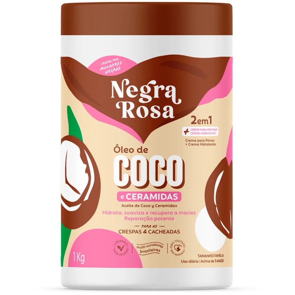 CREME 2EM1 CAPILAR COCO CERAMIDA NEGRA ROSA 1KG