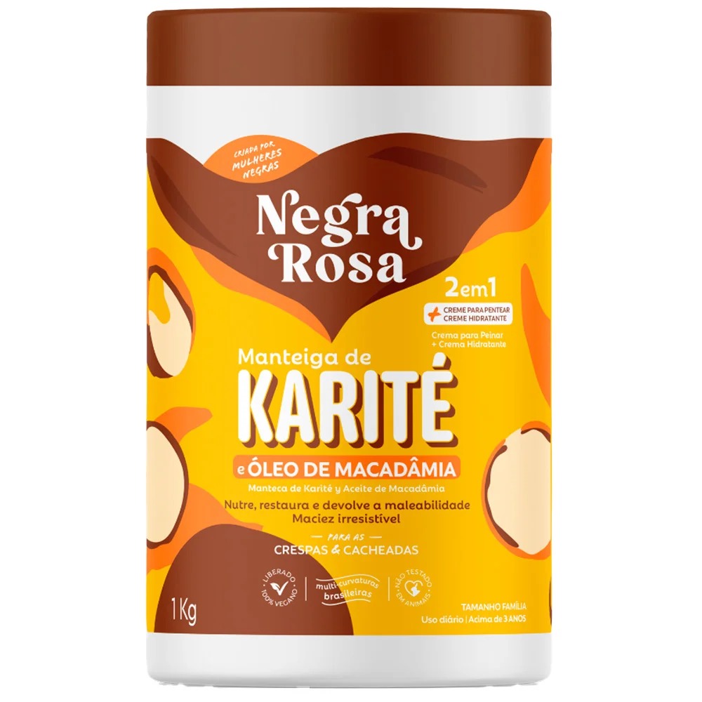 CREME 2EM1 CAPILAR KARITE MACADÂMIA NEGRA ROSA 1KG