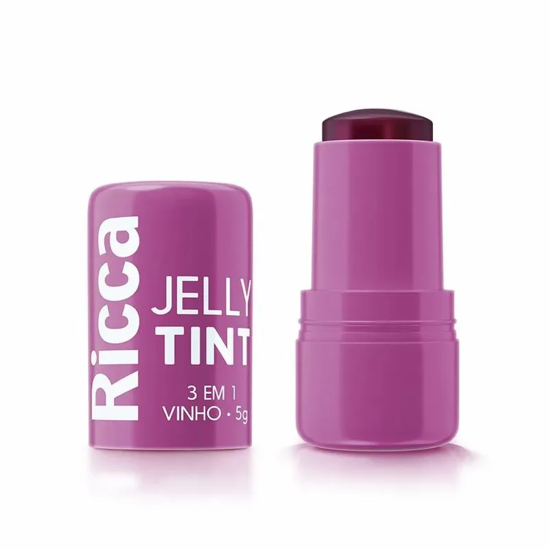 Bastão Ricca 3 em 1 Jelly Tint Vinho 5g