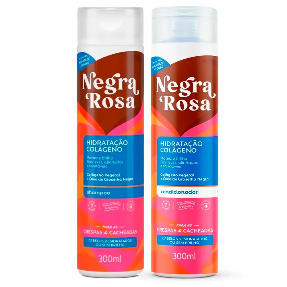 KIT SHAMPOO+CONDICIONADOR HIDRATAÇÃO NEGRA ROSA 300ML