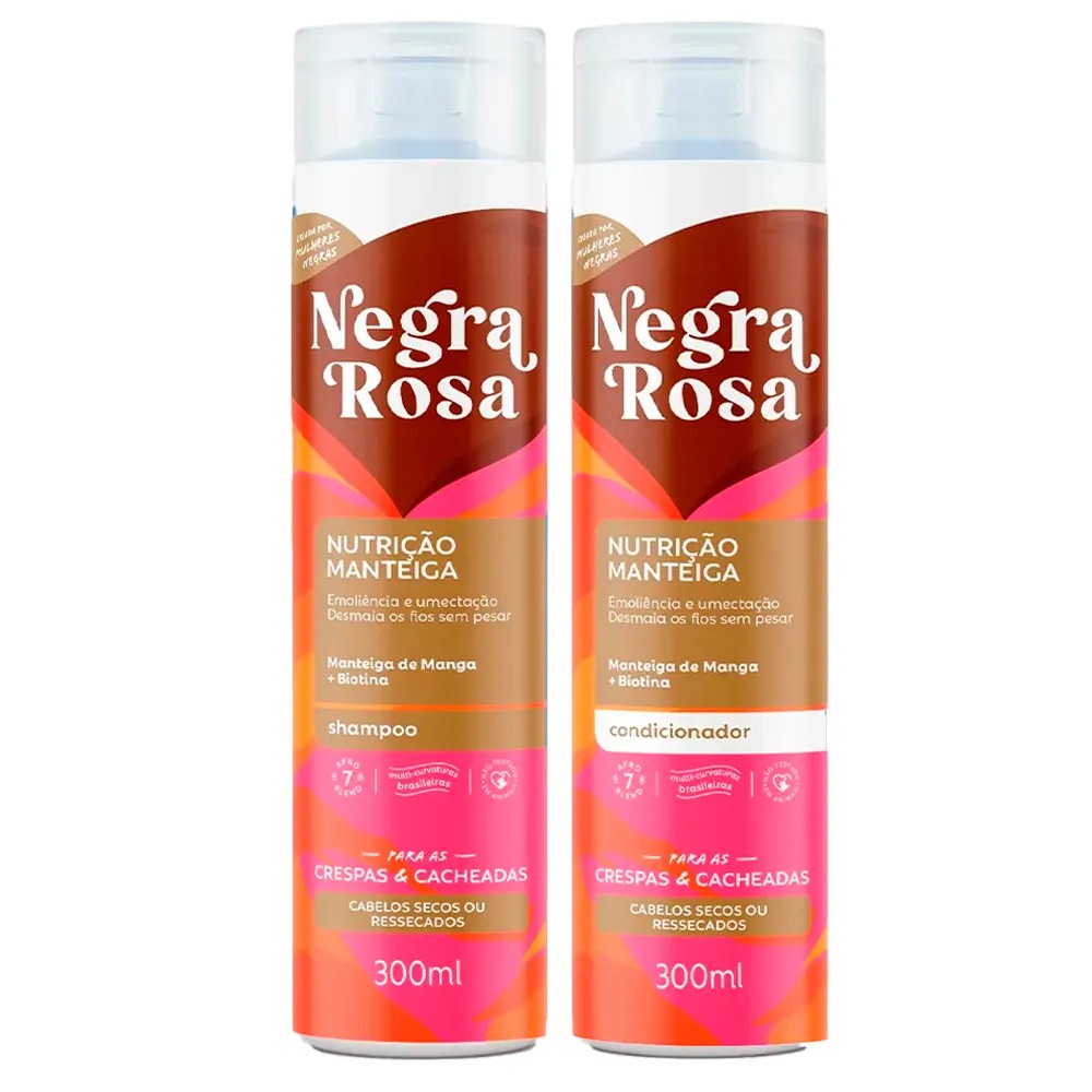 KIT SHAMPOO+CONDICIONADOR NUTRIÇÃO NEGRA ROSA 300ML