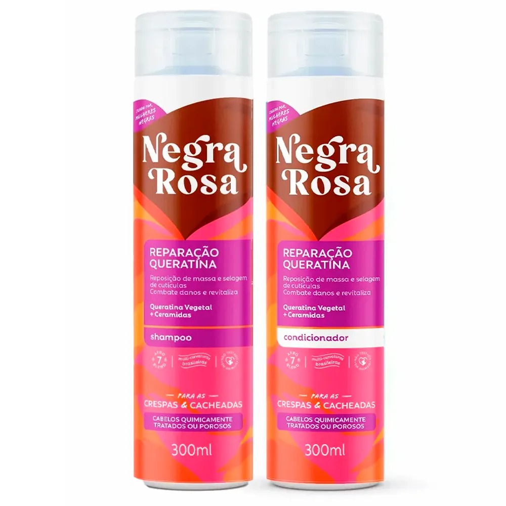 KIT SHAMPOO+CONDICIONADOR QUERATINA NEGRA ROSA 300ML