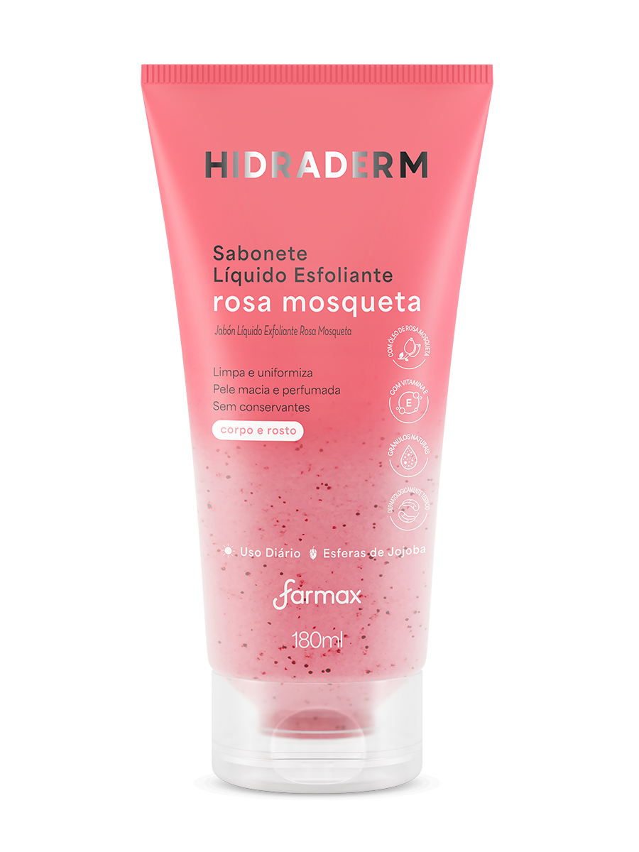 SABONETE  LIQUIDO  ESFOLIANTE  ROSA MOSQUETA HIDRADERM 180ML