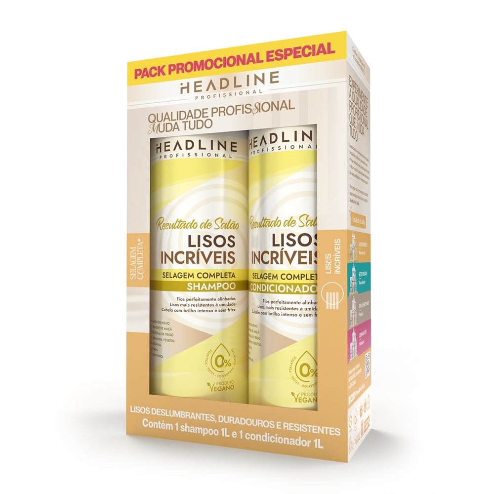 PACK SHAMPOO & CONDICIONADOR - LINHA LISOS INCREMEÍVEIS HEADLINE 1000ML