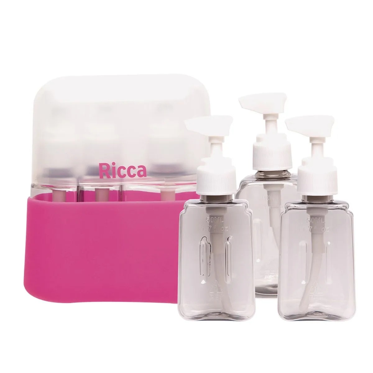 Conjunto de Viagem Ricca Com 3 Frascos e Case
