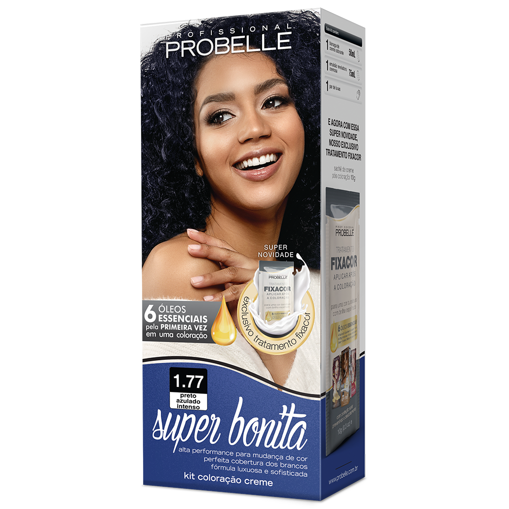 KIT COLORAÇÃO SUPER BONITA 1.77 PRETO AZULADO INTENSO 50ML