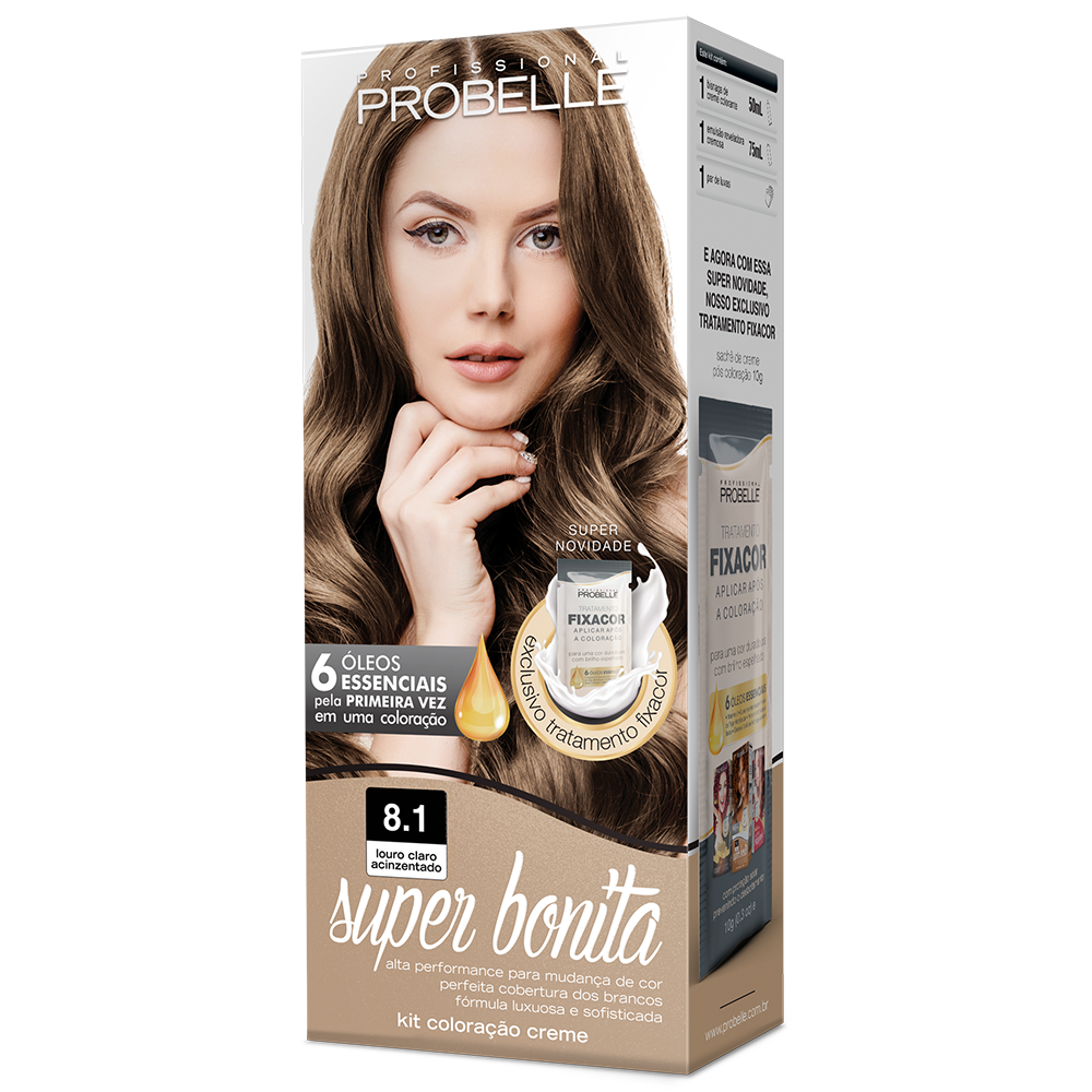 KIT COLORAÇÃO SUPER BONITA 8.1 LOURO CLARO ACINZENTADO 50ML
