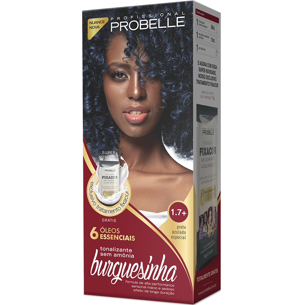 KIT COLORAÇÃO BURGUESINHA 1.7+ PRETO AZULADO ESPECIAL 50ML