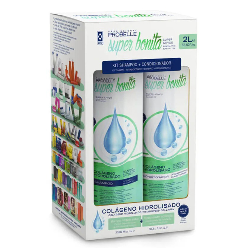 PACK SHAMPOO+CONDICIONADOR COLÁGENO HIDROLISADO PROBELLE SUPER BONITA 2L