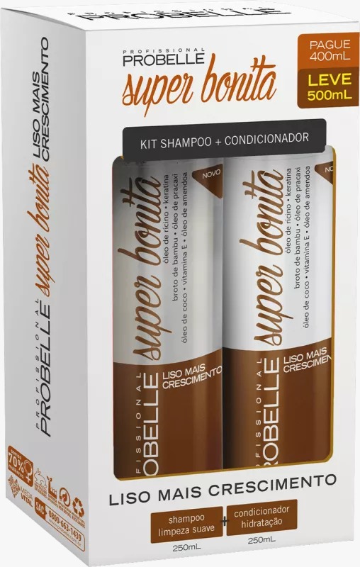 KIT LISO MAIS CRESCIMENTO PROBELLE SUPER BONITA 500ML