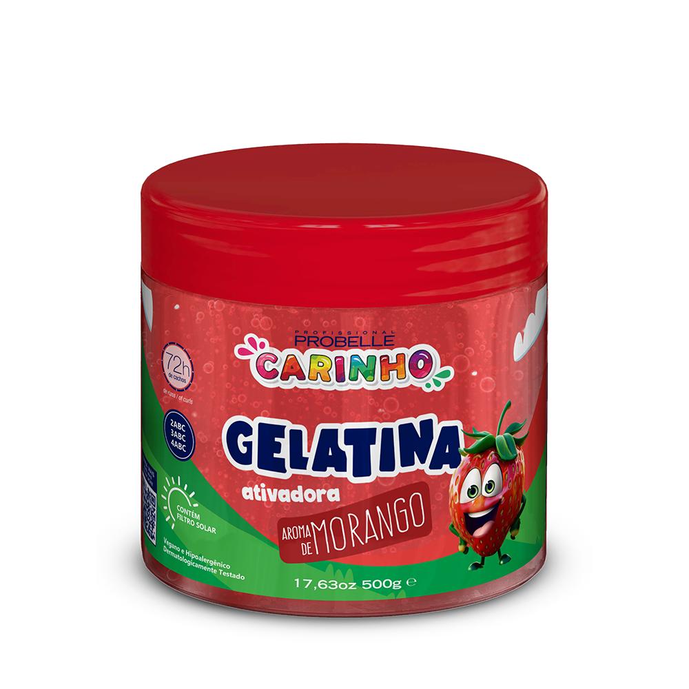 GELATINA ATIVADORA AROMA DE MORANGO CARINHO PROBELLE 500G