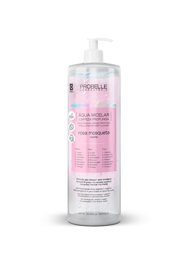 ÁGUA MICELAR ROSA MOSQUETA PROBELLE LABORATÓRIO 500ML