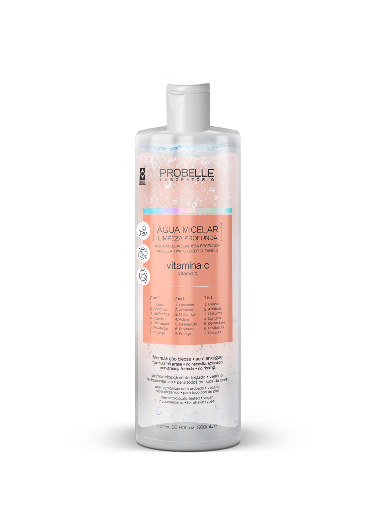 ÁGUA MICELAR VITAMINA C PROBELLE LABORATÓRIO 500ML