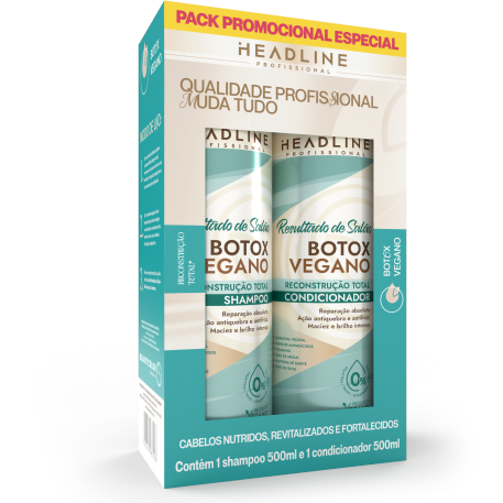 KIT SHAMPOO & CONDICIONADOR - LINHA BOTOX VEGANO HEADLINE 500ML