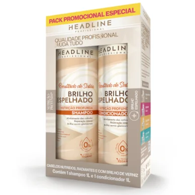 KIT SHAMPOO & CONDICIONADOR - LINHA BRILHO ESPELHADO HEADLINE 500ML