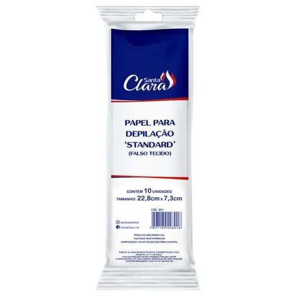 PAPEL P/ DEPILAÇÃO FALSO TECIDO STANDARD PCTE C/ 10 UNIDADES