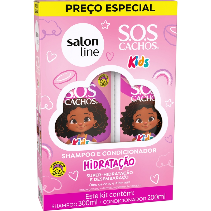 KIT SHAMPOO 300ML + CONDICIONADOR SALON LINE 200ML  SOS HIDRAT