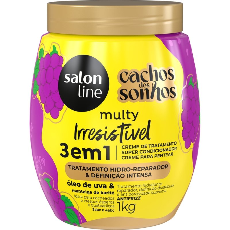 CREME 3 EM 1 SALON LINE  CACHOS DOS SONHOS UVA MULTY 1KG