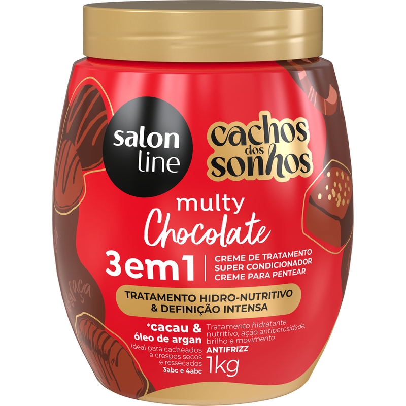 CREME 3 EM 1 SALON LINE  CACHOS DOS SONHOS MULTY CHOCOLATE 1KG