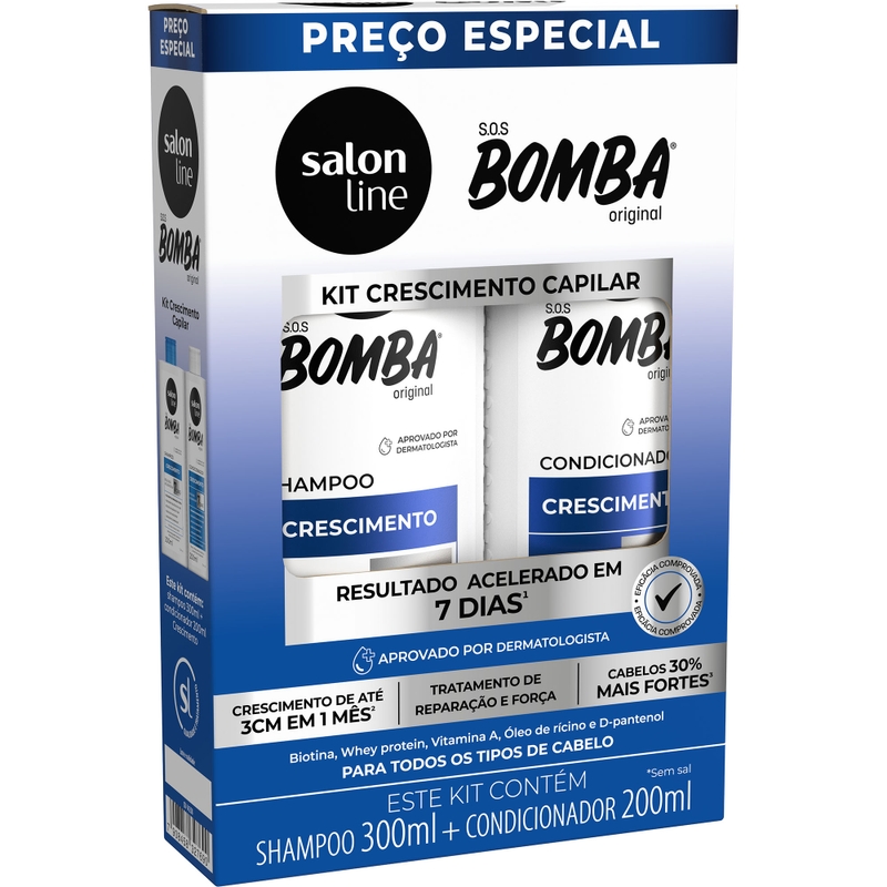 KIT SHAMPOO 300ML + CONDICIONADOR SALON LINE 200ML  SOS BOMBA ORIGINAL