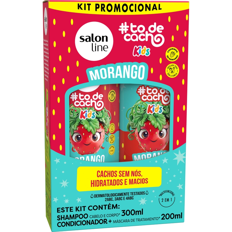 KIT SHAMPOO 300ML + CONDICIONADOR SALON LINE 200ML  TODECACHO MORANGO