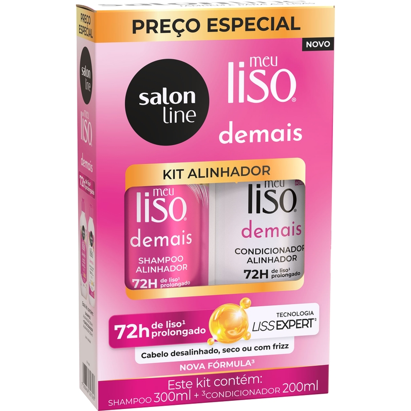 Kit Shampoo 300ml + Condicionador 200ml Salon Line Meu Liso Demais