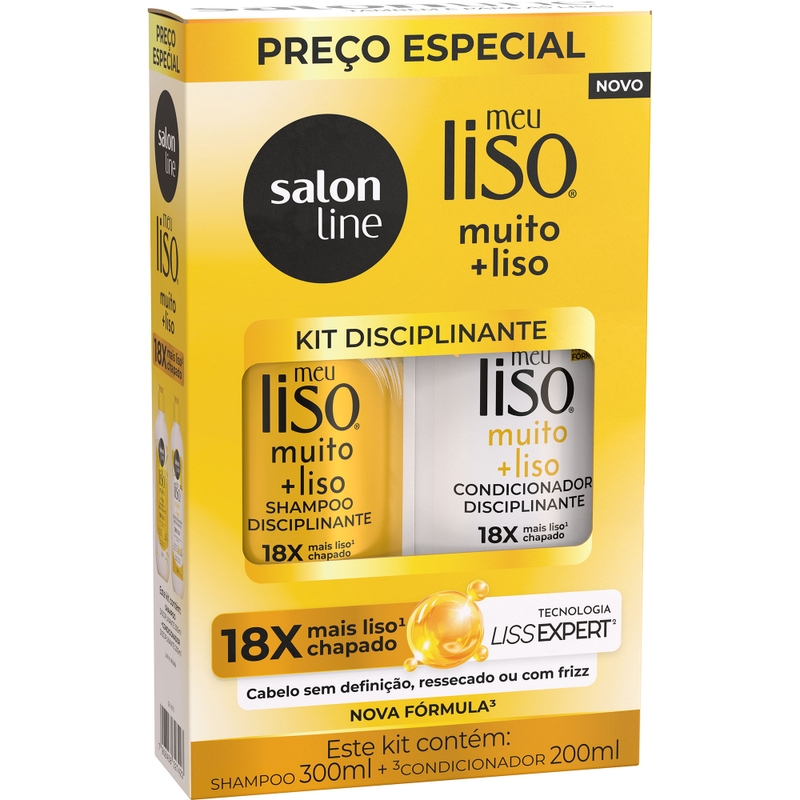 Kit Shampoo 300ml + Condicionador 200ml Salon Line Meu Liso Muito + Liso