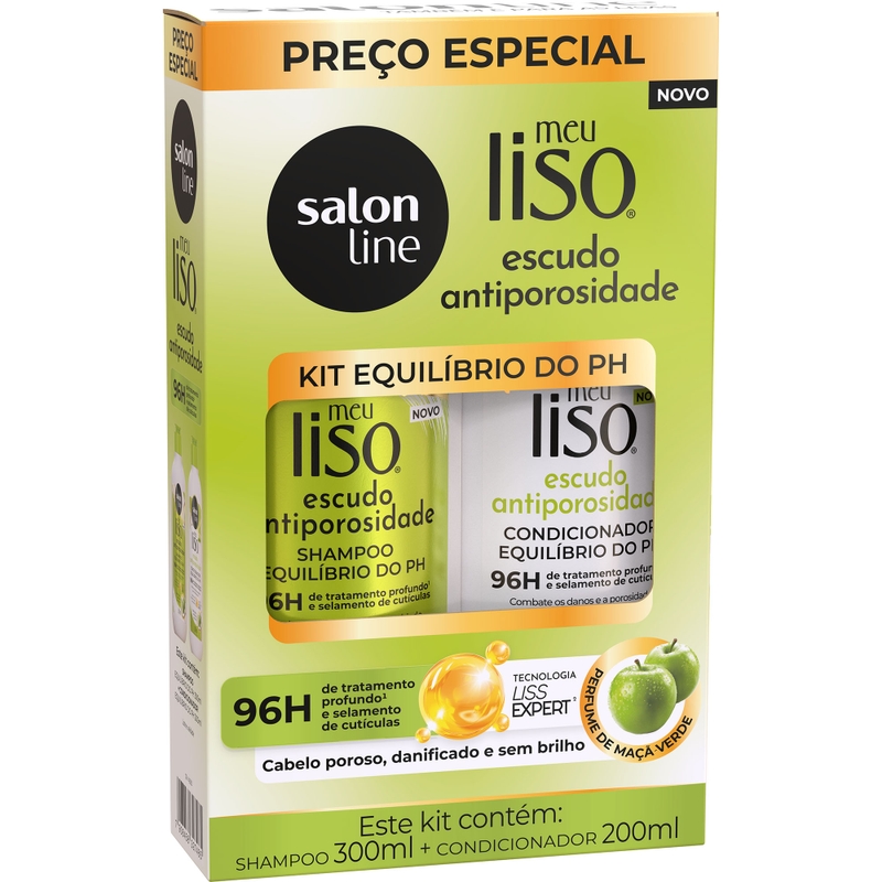 Kit Shampoo 300ml + Condicionador 200ml Salon Line Meu Liso Escudo Antiporosidade