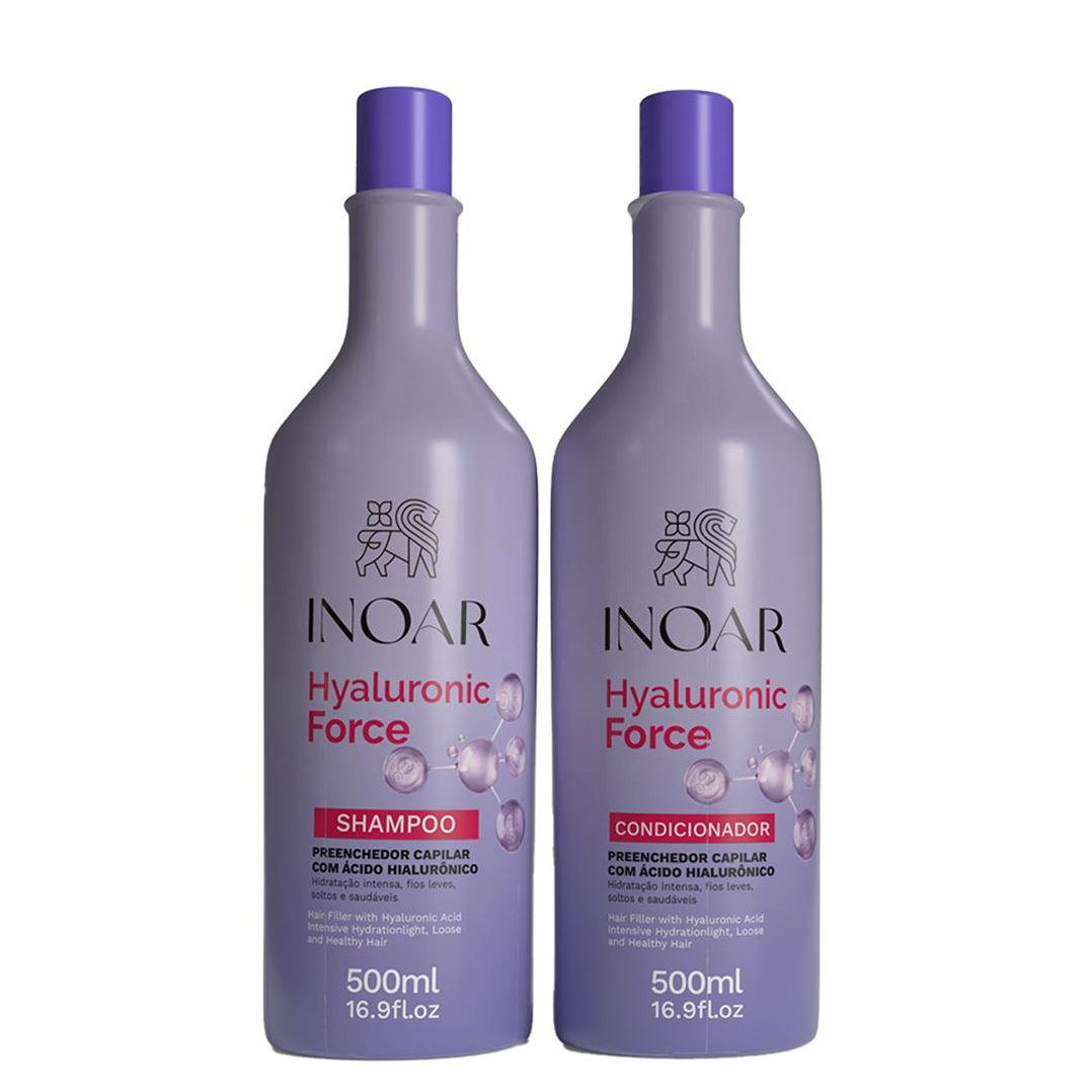 KIT SHAMPOO + CONDICIONADOR INOAR HYALURONIC FORCE 500ML