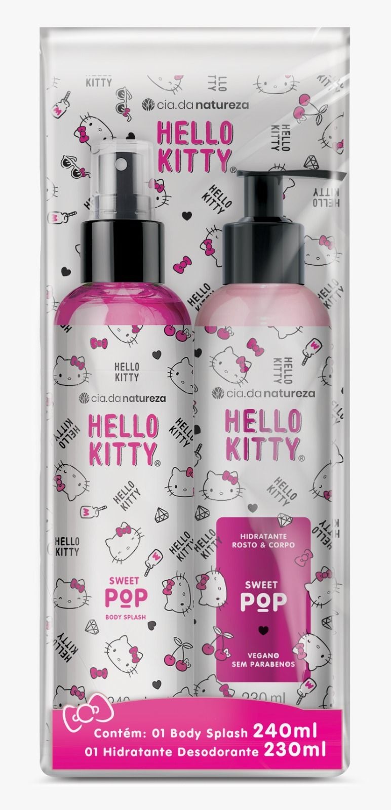 KIT BODY SPLASH+HIDRATANTE CIA DA NATUREZA HELLO KITTY SWEET POP 240ML+230ML