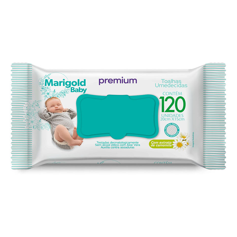 TOALHA UMEDECIDA CAMOMILA MARIGOLD PREMIUM COM 120UN