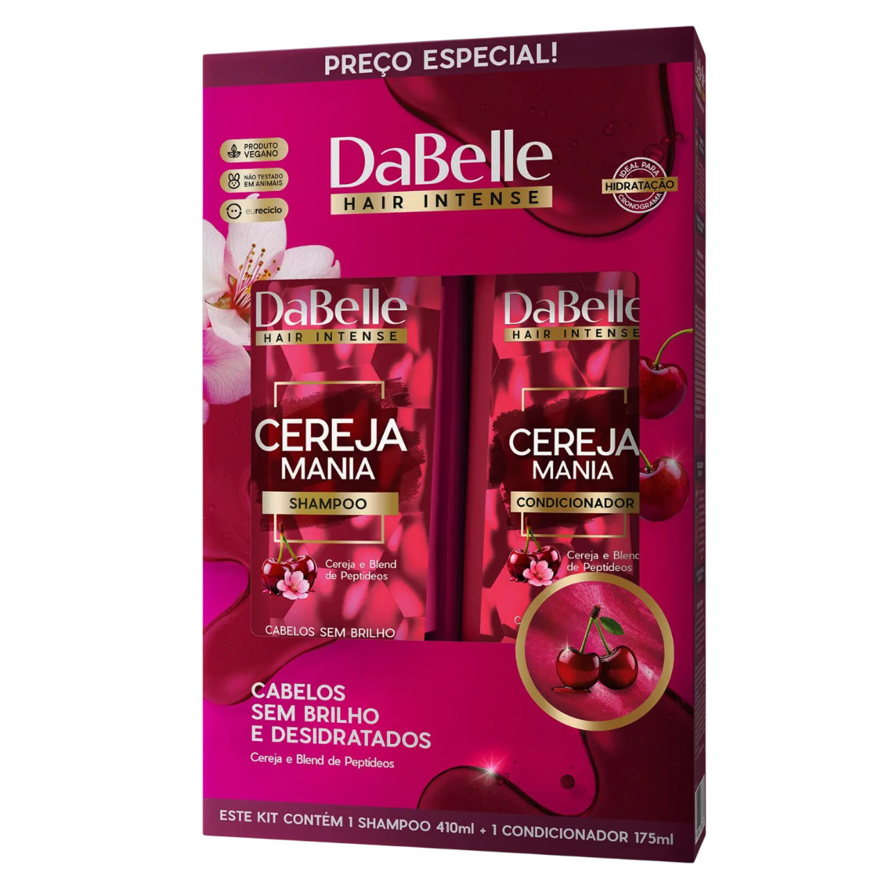 KIT SHAMPOO 410ML + CONDICIONADOR 175ML CEREJA MANIA DABELLE