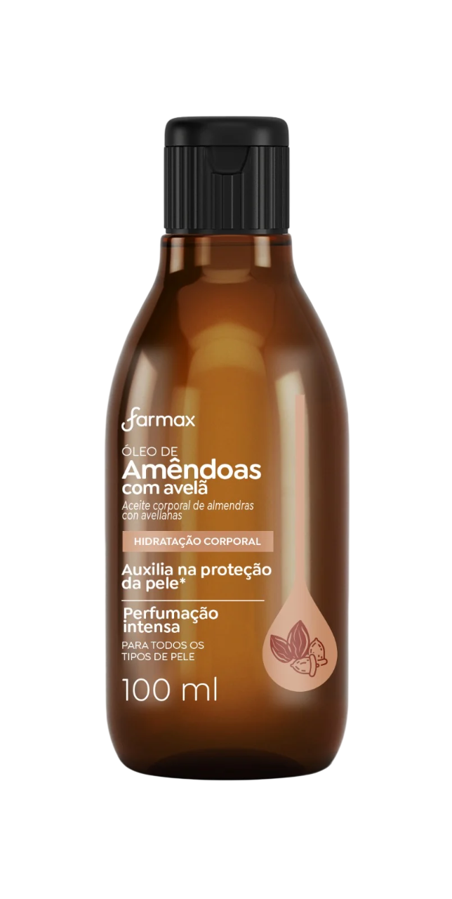 ÓLEO CORPORAL AMÊNDOAS COM AVELÃ FARMAX 100ML