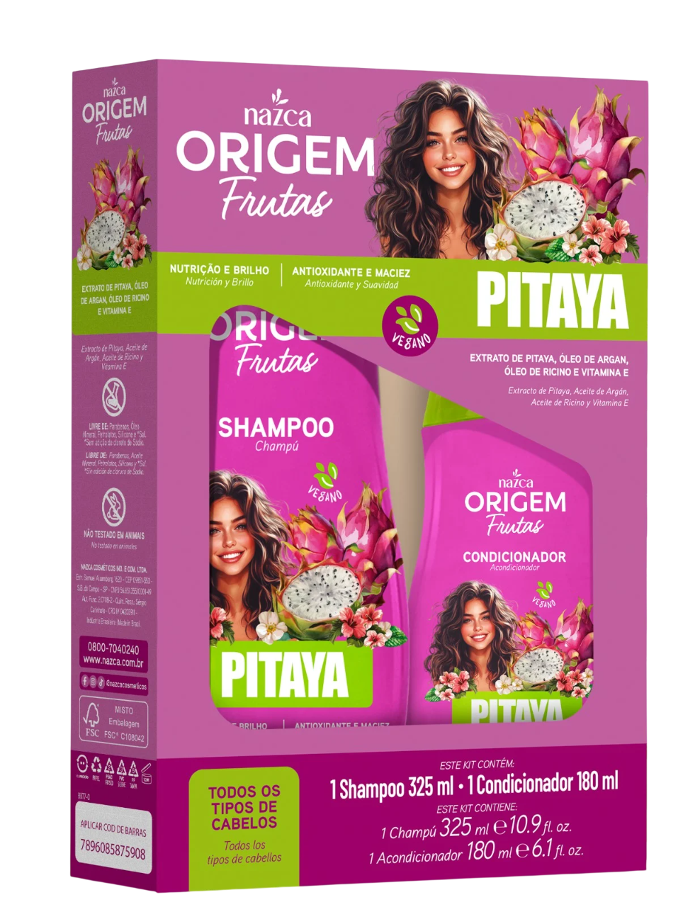 KIT SHAMPOO 325ML + CONDICIONADOR 180ML PITAYA ORIGEM
